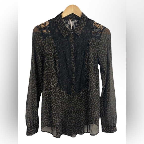 Free people brown floral top - Picture 1 of 4